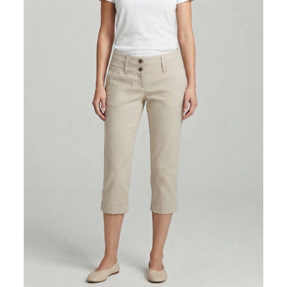 Maurices Mid Rise Culotte Capri Pants Womens Sze 1/2 Beige Y2K Aesthetic Neutral